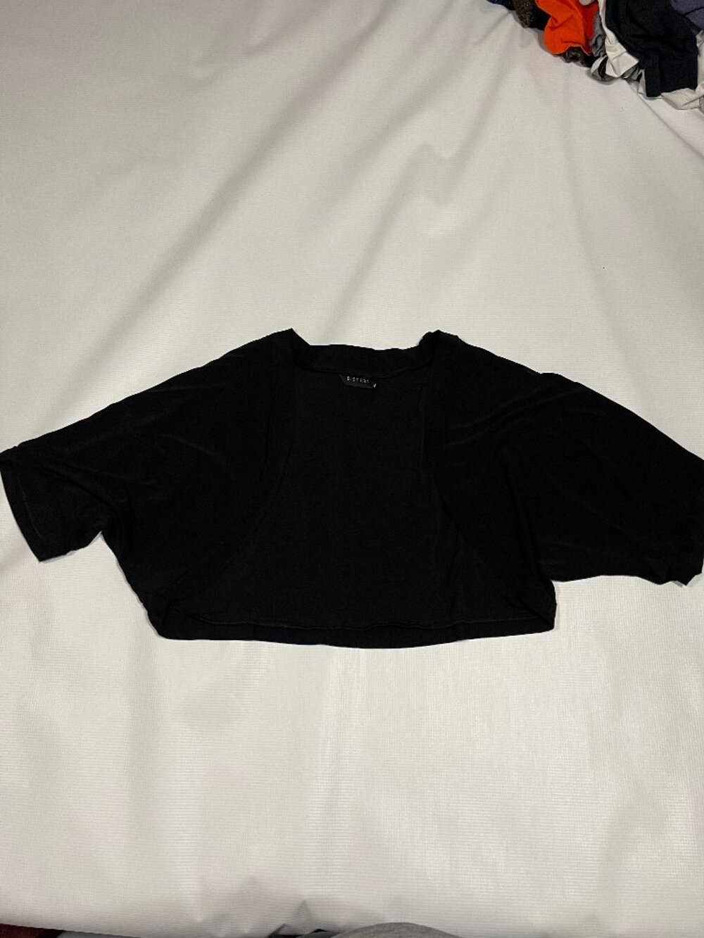 B. Smart Black Short Sleeve Half Shrug Bolero Crop Cardigan